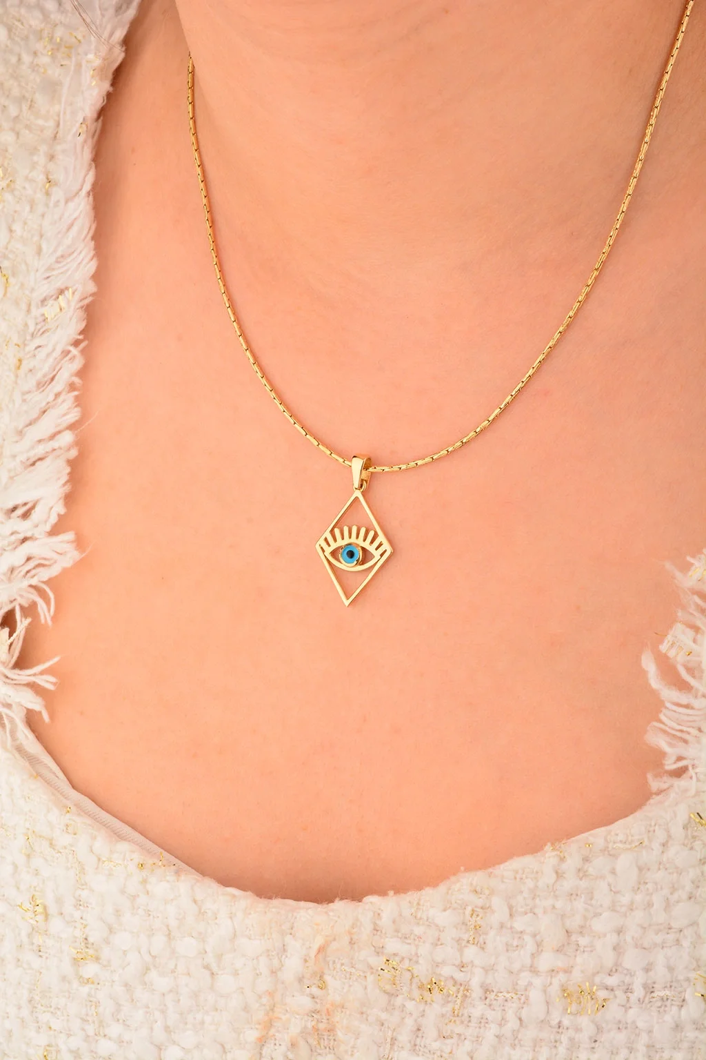 Cebeci 14 Ayar Gözboncuklu Altın Kolye Ucu