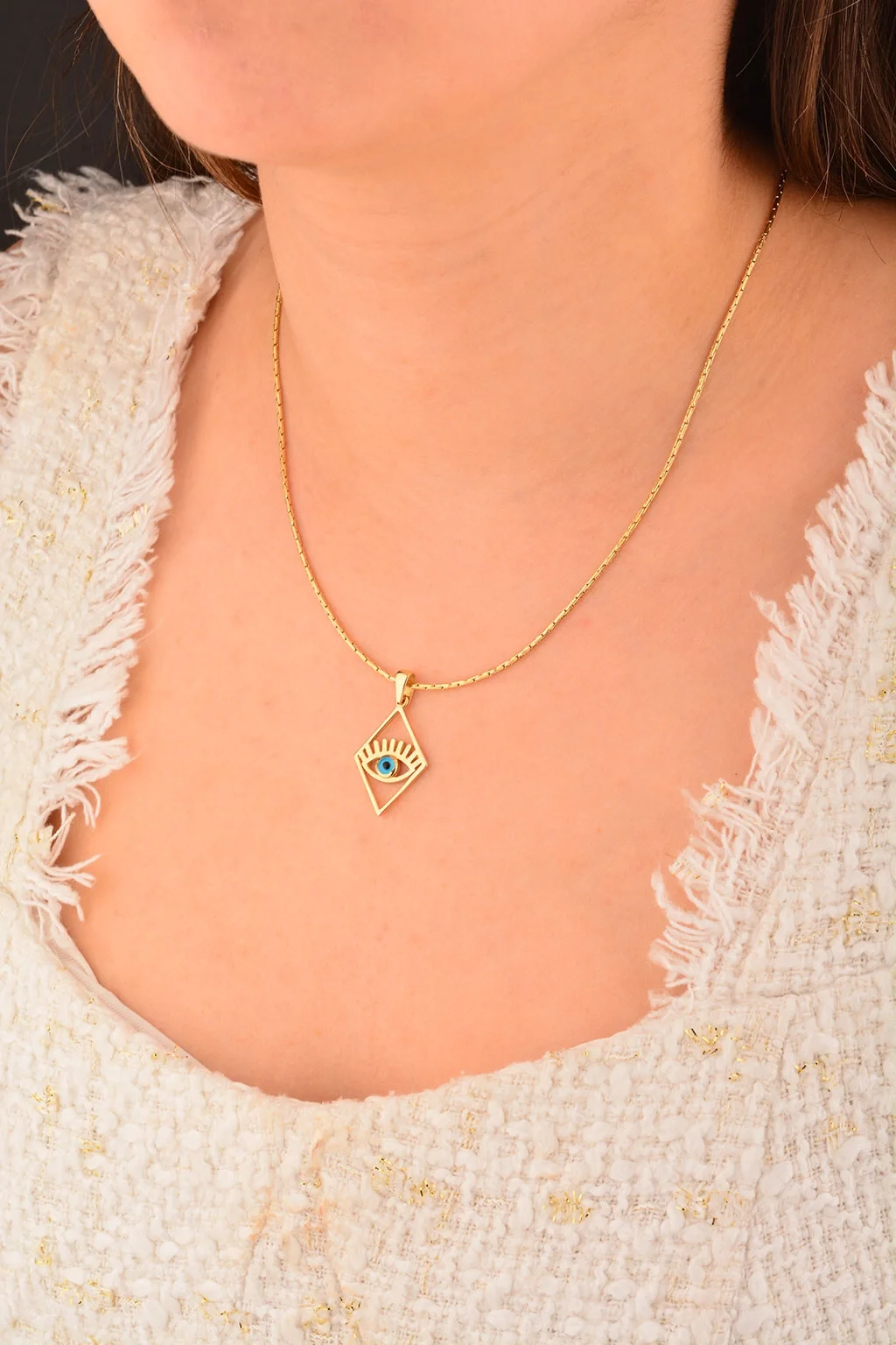 Cebeci 14 Ayar Gözboncuklu Altın Kolye Ucu