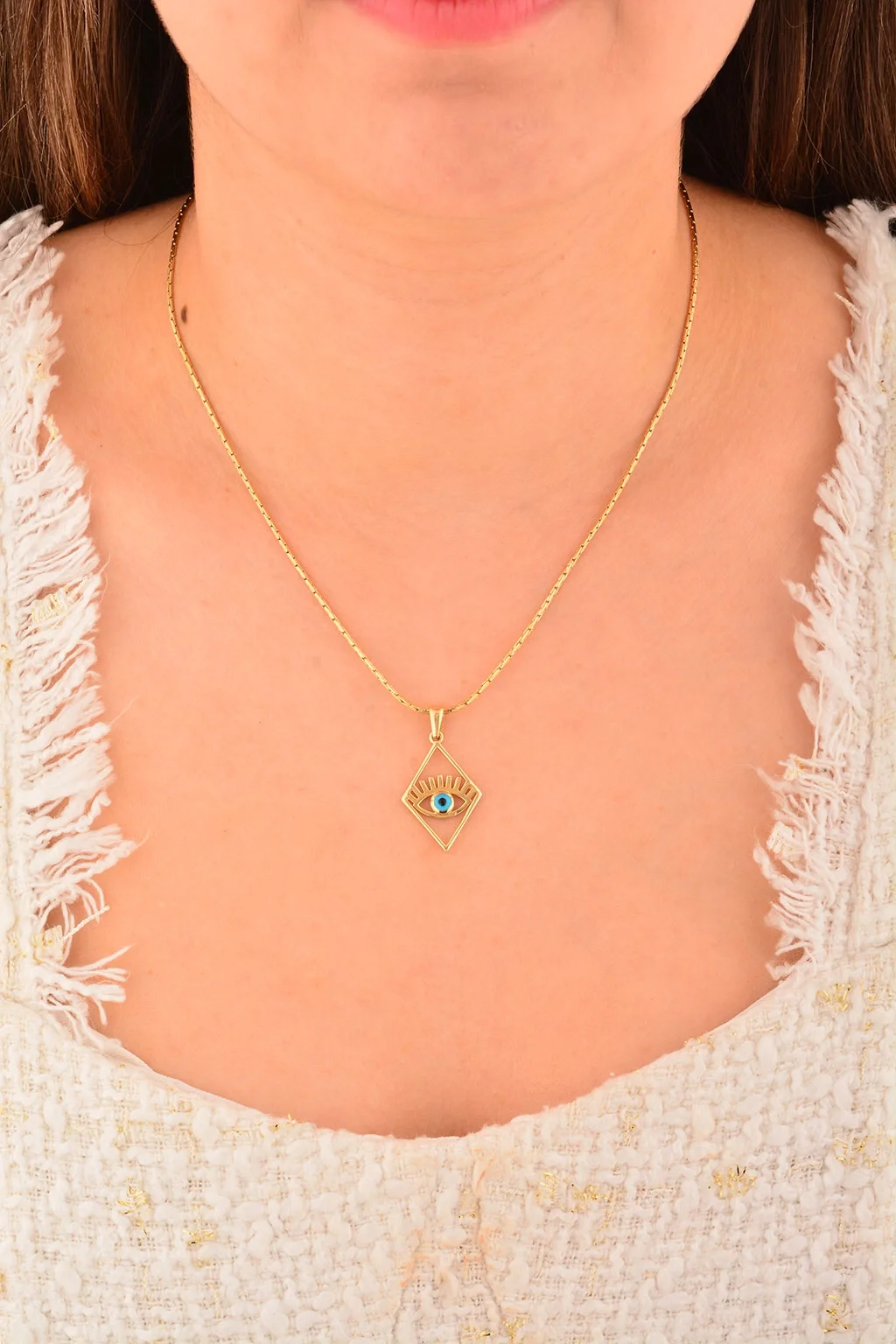 Cebeci 14 Ayar Gözboncuklu Altın Kolye Ucu