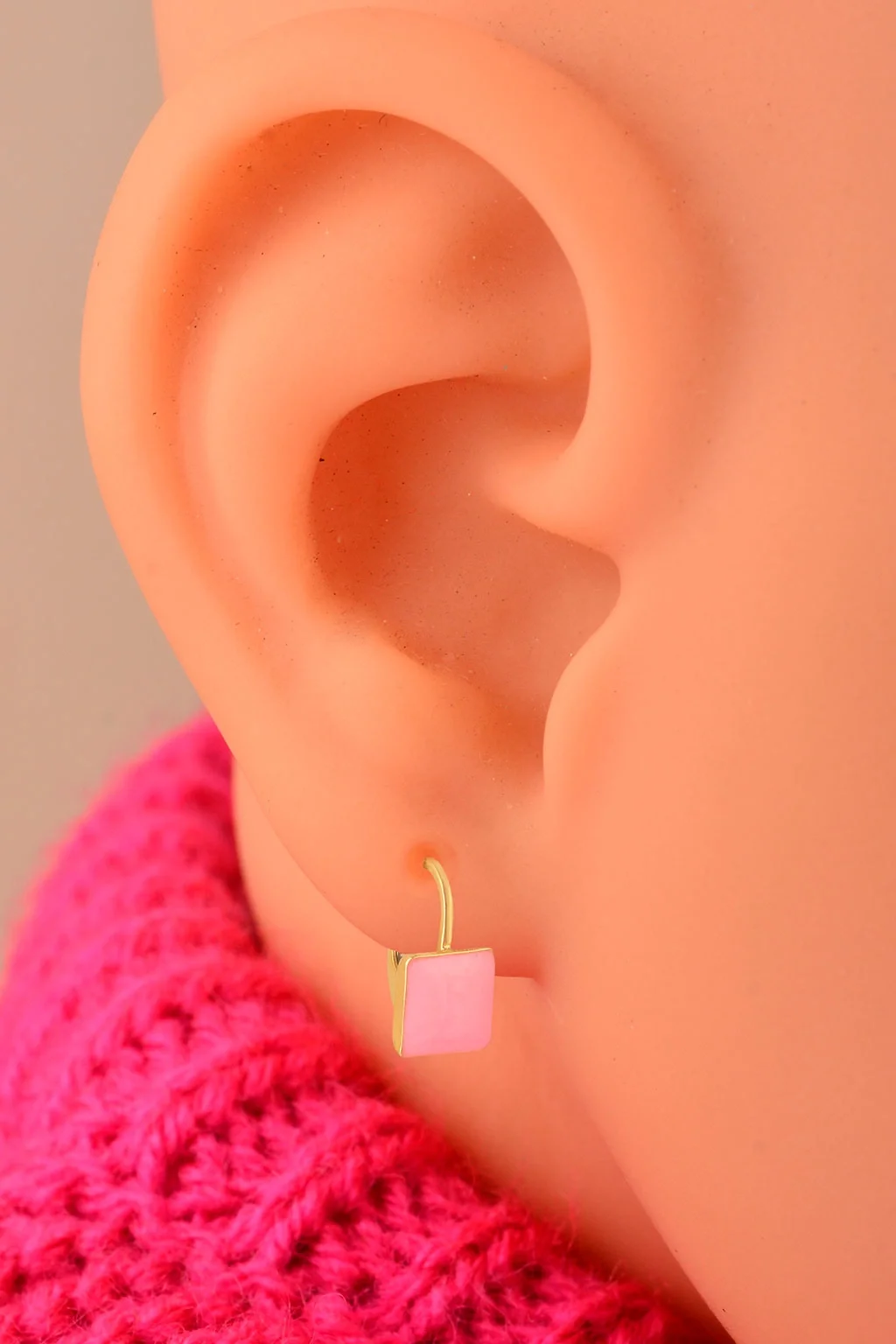 Cebeci 14 Ayar Pembe Çocuk Altın Küpe