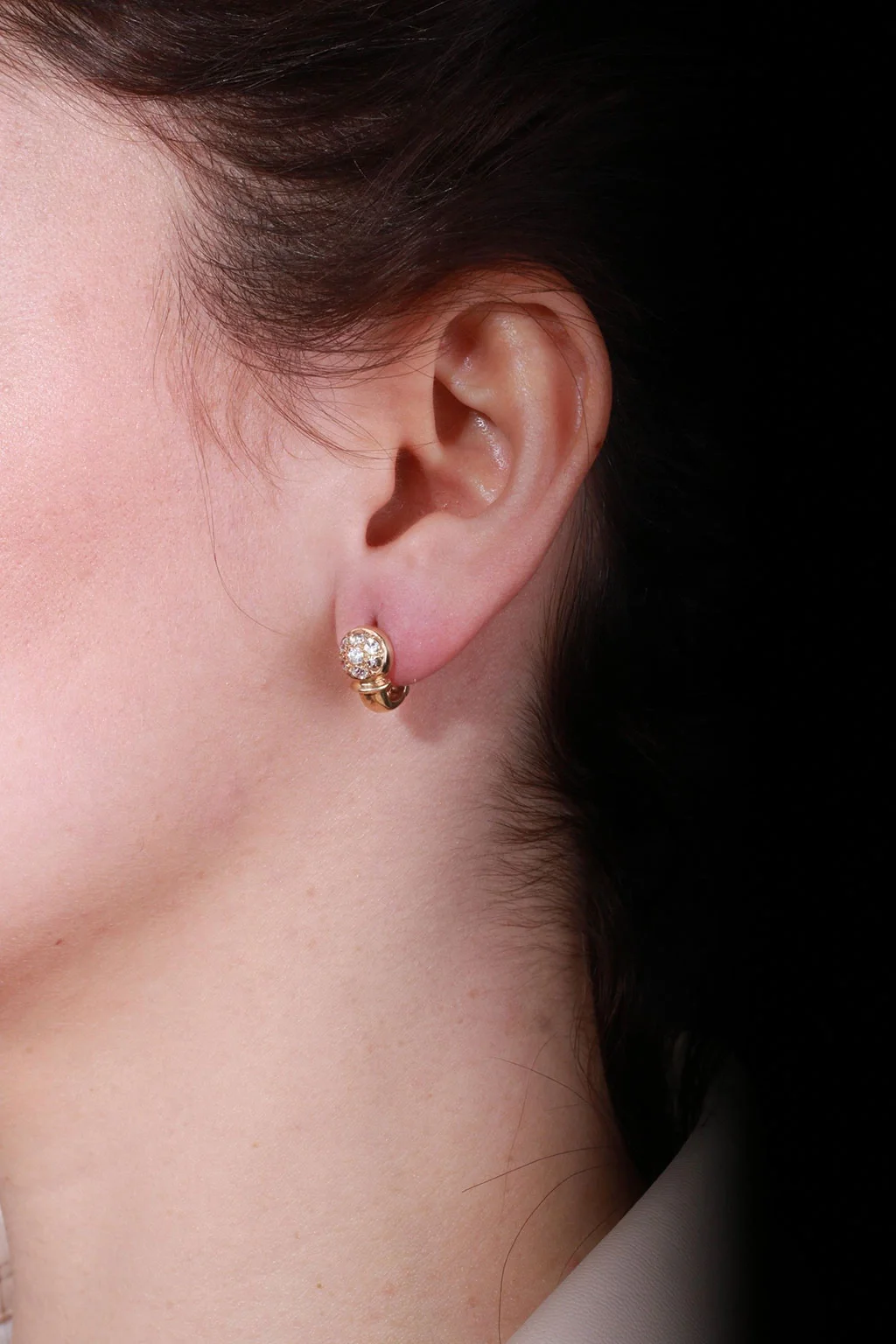 Cebeci 14 Ayar Taşlı Top Altın Küpe