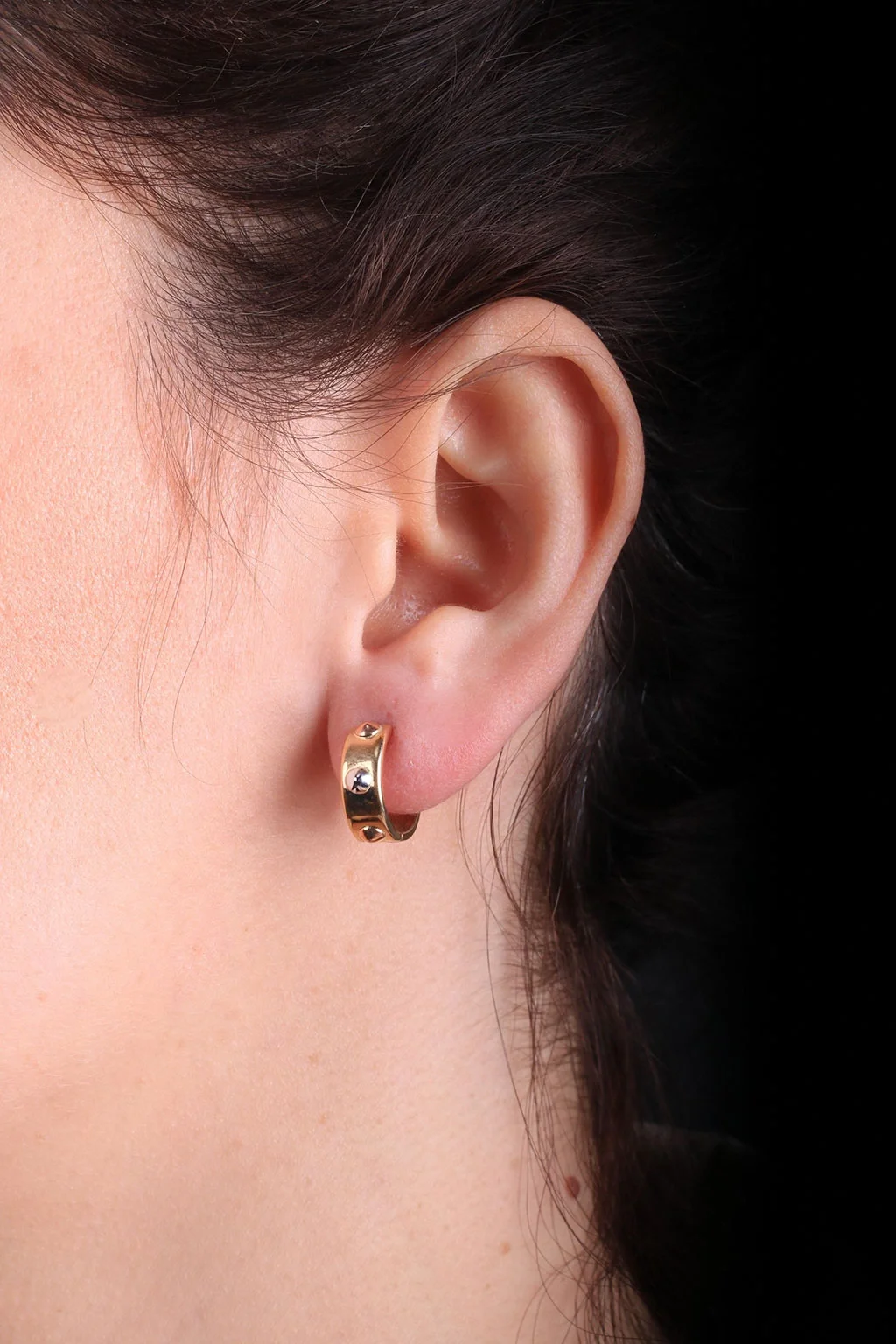 Cebeci 14 Ayar Zımbalı Halka Altın Küpe