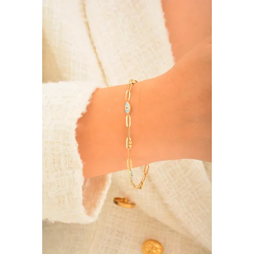 Cebeci 14 Ayar Göz Boncuklu Bileklik