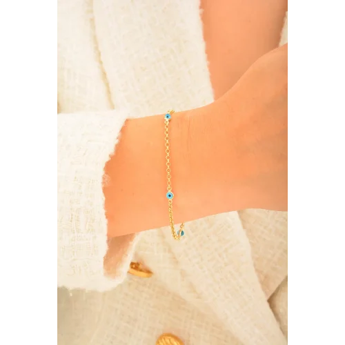 Cebeci 14 Ayar Nazarboncuklu Altın Bileklik