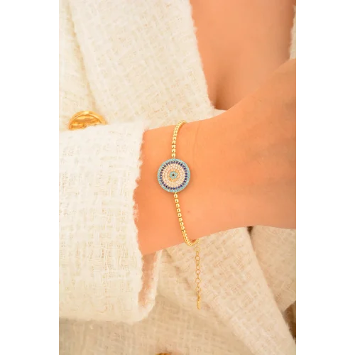 Cebeci 14 Ayar Nazarboncuklu Altın Bileklik