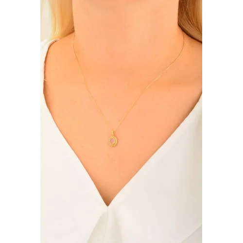 Cebeci 14 Ayar Renkli Taşlı Altın Kolye