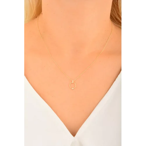 Cebeci 14 Ayar Altın Daire Kolye