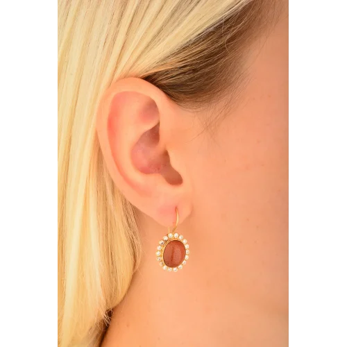 Cebeci 14 Ayar Kum Taşı Altın Küpe