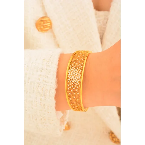 Cebeci 22 Ayar Taşlı Kırık Kelepçe Altın Bilezik