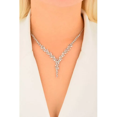 Cebeci 14 Ayar Tektaşlı Altın Yaprak Gerdanlık