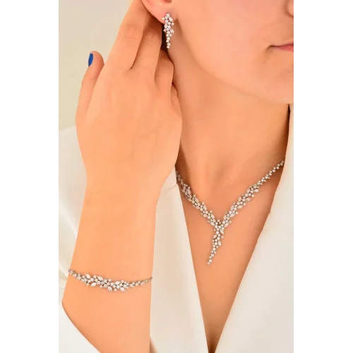 Cebeci 14 Ayar Tektaşlı Yaprak Altın Set Takımı