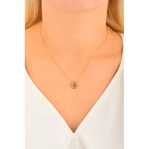 Cebeci 14 Ayar Allah Yazılı Rose Altın Kolye