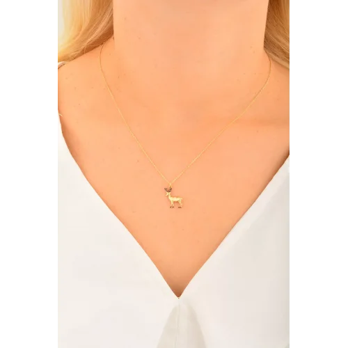 Cebeci 14 Ayar Altın Geyik Kolye