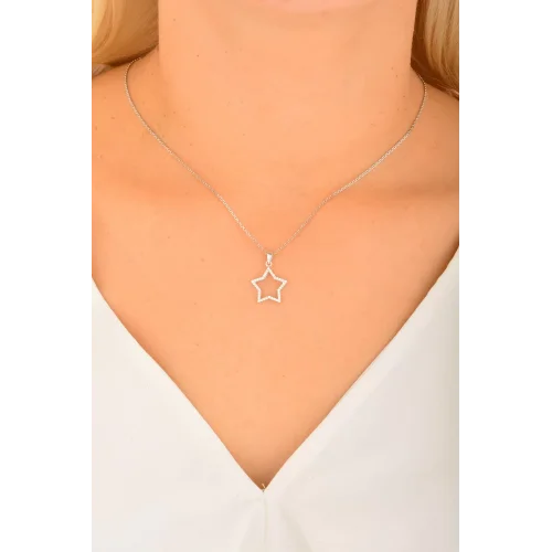 Cebeci 14 Ayar Altın Taşlı Yıldız Kolye Ucu