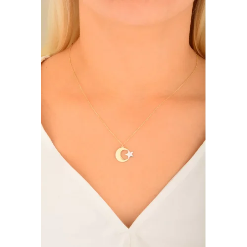 Cebeci 14 Ayar Ay Yıldız Altın Kolye