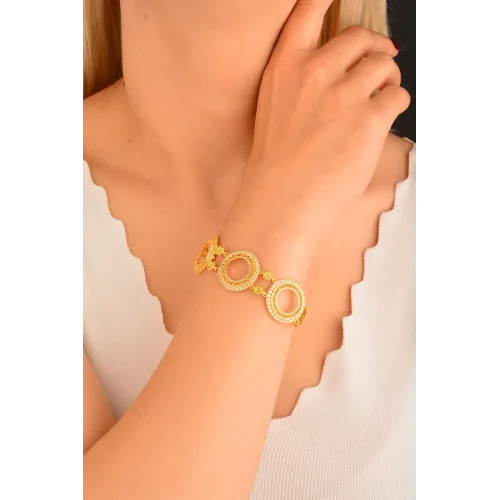 Cebeci 14 Ayar Çerçeveli Altın Bileklik