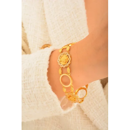 Cebeci 14 Ayar Çerçeveli Tuğra Altın Bileklik