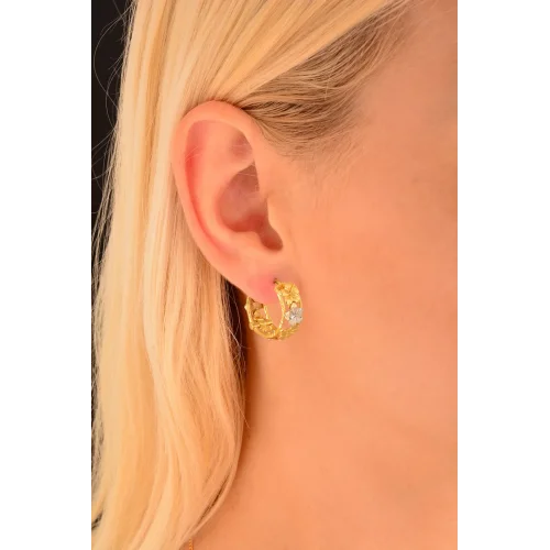 Cebeci 14 Ayar Çiçek Altın Halka Küpe