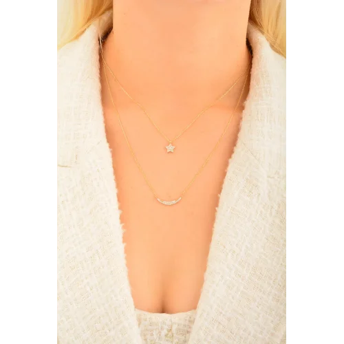 Cebeci 14 Ayar Çiftli Yıldız Altın Kolye