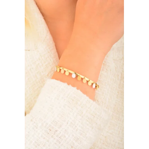 Cebeci 14 Ayar Damla Pullu Kelepçeli Altın Bilezik