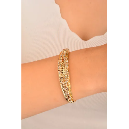 Cebeci 14 Ayar Dorikalı Çok Renkli Altın Bilezik