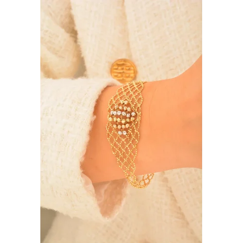 Cebeci 14 Ayar Dorikalı Örgü Altın Bileklik