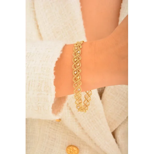 Cebeci 14 Ayar Dorikalı Örgü Altın Bileklik