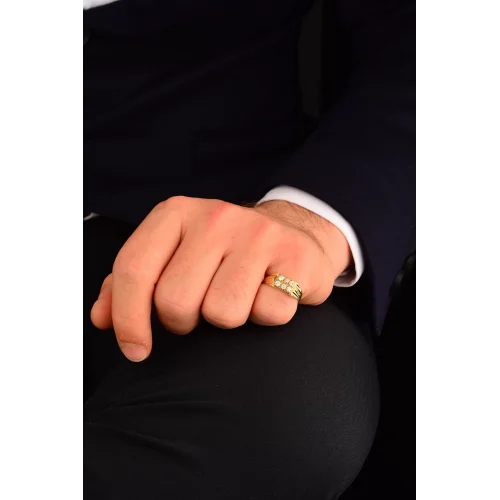 Cebeci 14 Ayar Erkek Taşlı Altın Yüzük