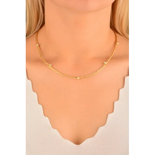 Cebeci 14 Ayar Hasır İp Dorikalı Altın Kolye