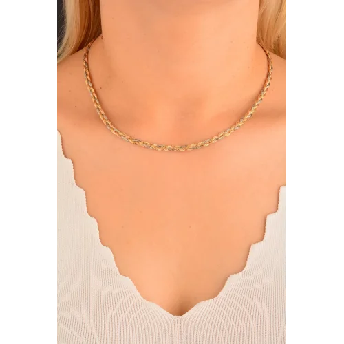 Cebeci 14 Ayar Hasır İp Örgü Altın Kolye