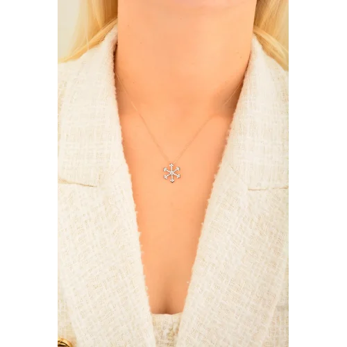 Cebeci 14 Ayar Kar Tanesi Rose Altın Kolye