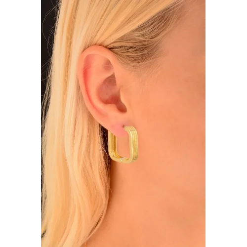 Cebeci 14 Ayar Kare Altın Küpe