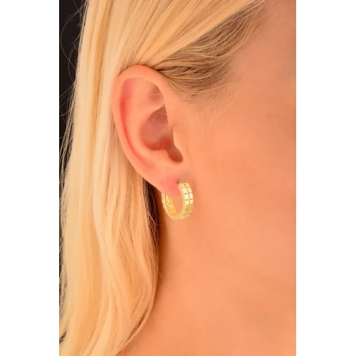 Cebeci 14 Ayar Kare Şekilli Altın Halka Küpe