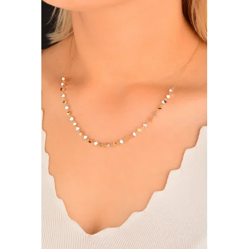 Cebeci 14 Ayar Küp Renkli Altın Kolye