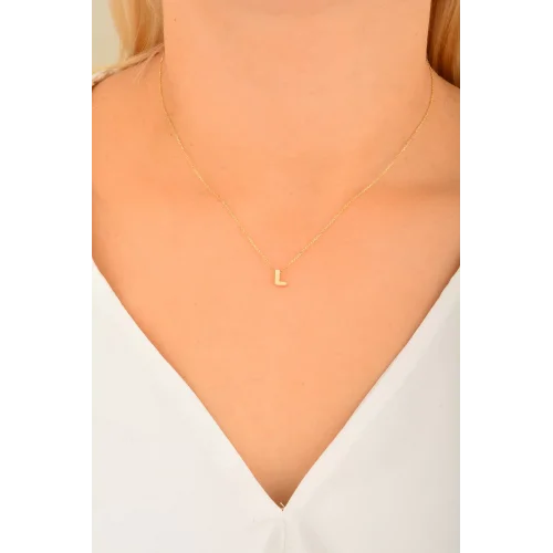 Cebeci 14 Ayar L Harfli Altın Kolye