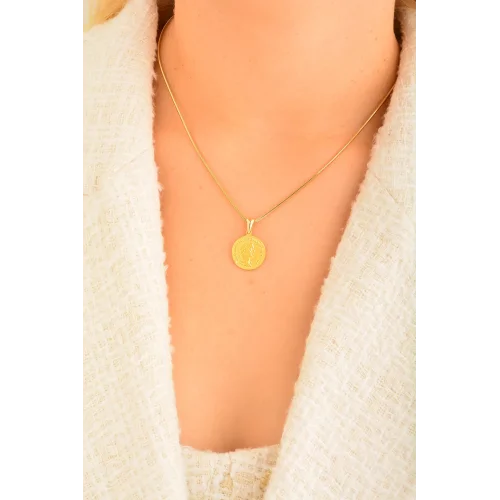 Cebeci 14 Ayar Madalyon Altın Kolye Ucu