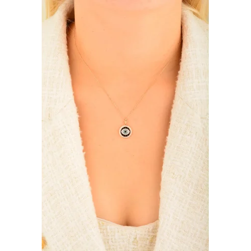 Cebeci 14 Ayar Mavi Göz Altın Kolye