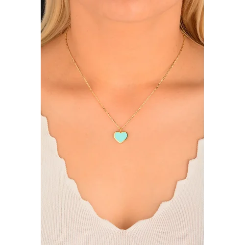 Cebeci 14 Ayar Mavi Kalpli Altın Kolye