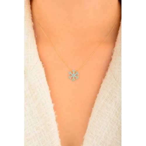 Cebeci 14 Ayar Mavi Kar Tanesi Altın Kolye