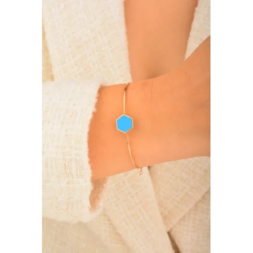 Cebeci 14 Ayar Mavi Mineli Rose Altın Bilezik