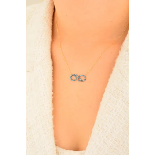 Cebeci 14 Ayar Mavi Sonsuzluk Altın Kolye