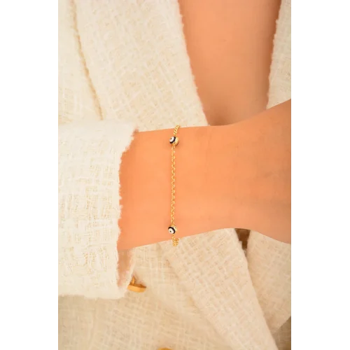 Cebeci 14 Ayar Nazarboncuklu Altın Bileklik