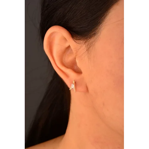 Cebeci 14 Ayar Ok Rose Altın Küpe