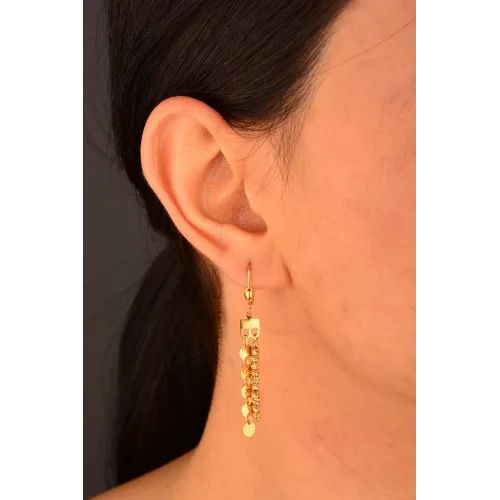 Cebeci 14 Ayar Pullu Dorikalı Küpe