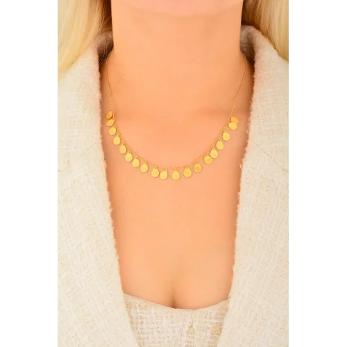 Cebeci 14 Ayar Pullu Tuğralı Altın Kolye