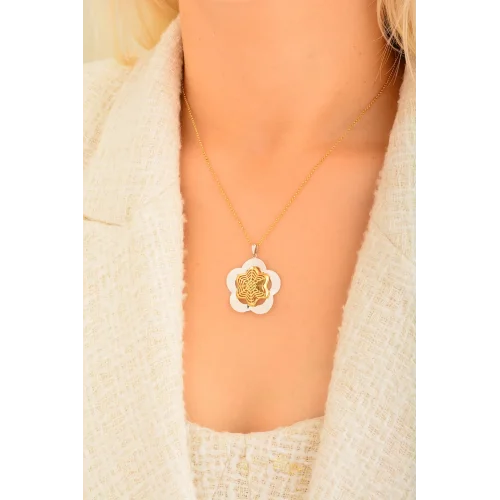 Cebeci 14 Ayar Renkli Çiçek Altın Kolye