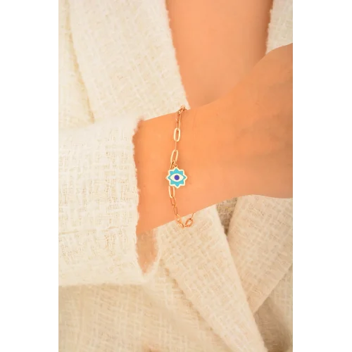 Cebeci 14 Ayar Rose Göz Zincir Bileklik