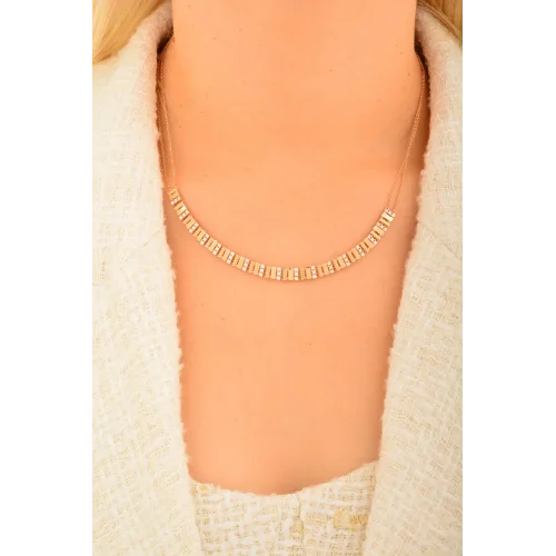 Cebeci 14 Ayar Rose Taşlı Altın Kolye