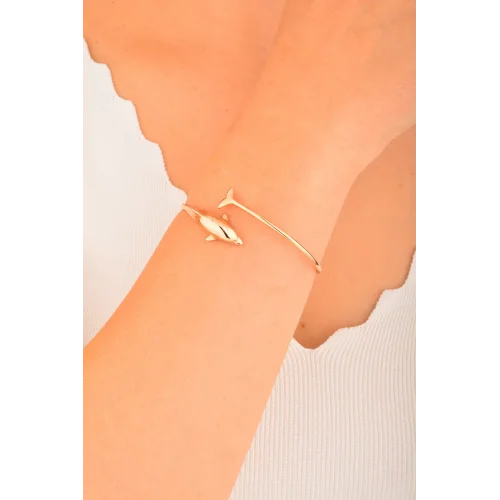 Cebeci 14 Ayar Rose Yunuslu Kelepçeli Altın Bileklik