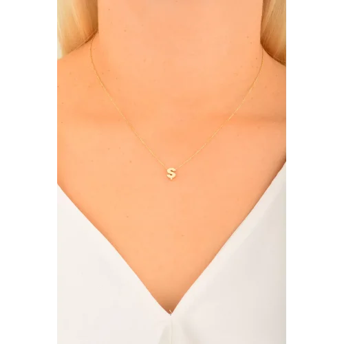 Cebeci 14 Ayar Ş Harfli Altın Kolye